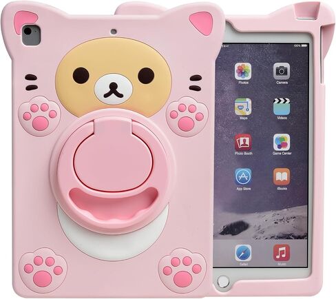 حافظة كرتونية لجهاز iPad Air 6th 11" M2 Case 2024/ Air 5th/4th 10.9" 2022/2020، MONEHOYSY مسند سيليكون ناعم لطيف [مقاوم للسقوط، مقاوم للصدمات] غطاء خلفي للأطفال البنات (Kurom-2) in Saudi Arabia