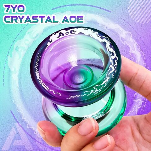 7YO استجابة يويو AOE، يويو ثنائي الغرض للأطفال المبتدئين، يويو احترافي من البلاستيك العريض مع محمل KK + محور + 5 سلاسل يويو (أخضر أرجواني) in Kuwait