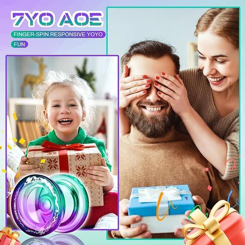 7YO استجابة يويو AOE، يويو ثنائي الغرض للأطفال المبتدئين، يويو احترافي من البلاستيك العريض مع محمل KK + محور + 5 سلاسل يويو (أخضر أرجواني) in Kuwait