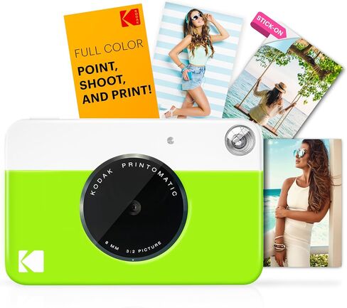 KODAK Printomatic Full-Color Instant Print Camera Gift Bundle + Soft Case + Zink 2x3 Sticky Back Photo Paper 20pk + Album + Sticker Sets + Sticker Frames + Hanging Frames + Markers, Fun Gift - Green in Saudi Arabia