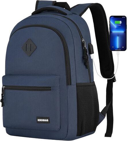 Black Backpack for Men and Women, School Backpack Teens Boys and Girls 15.6 Inch Laptop Bookbag with USB Charger for High School College Work Travel Business in Saudi Arabia