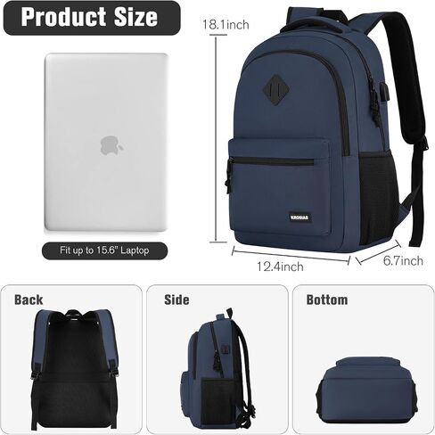 Black Backpack for Men and Women, School Backpack Teens Boys and Girls 15.6 Inch Laptop Bookbag with USB Charger for High School College Work Travel Business in Saudi Arabia