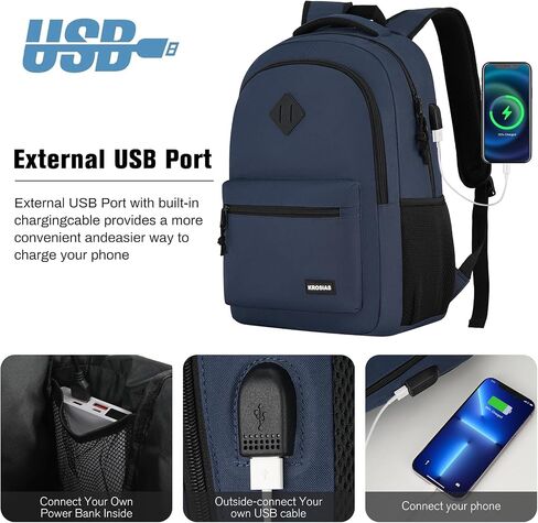 Black Backpack for Men and Women, School Backpack Teens Boys and Girls 15.6 Inch Laptop Bookbag with USB Charger for High School College Work Travel Business in Saudi Arabia