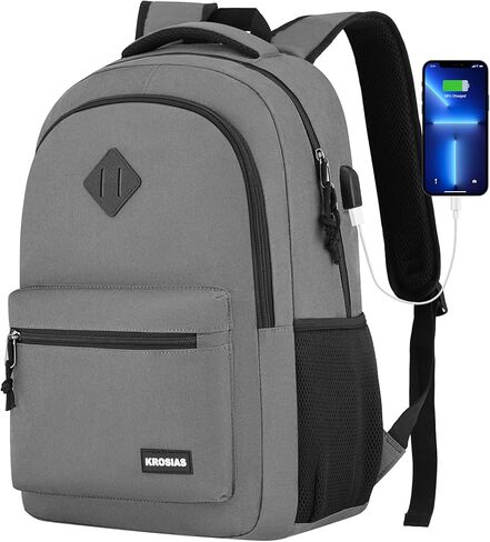 Black Backpack for Men and Women, School Backpack Teens Boys and Girls 15.6 Inch Laptop Bookbag with USB Charger for High School College Work Travel Business in Saudi Arabia