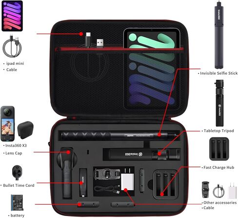 حقيبة حمل Hisewen لكاميرا Insta360 X3، حقيبة تخزين حقيبة سفر صلبة متوافقة مع ملحقات Insta360 X3 وكاميرات Insta360 One X3 X2 X in Kuwait