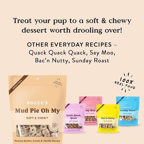 Bocce's Bakery Berry Sorbet Treats for Dogs, Wheat-Free Everyday Dog Treats, Made with Real Ingredients, Baked in The USA, All-Natural Soft & Chewy Cookies, Strawberry, Blueberry & Vanilla, 6 oz in Saudi Arabia