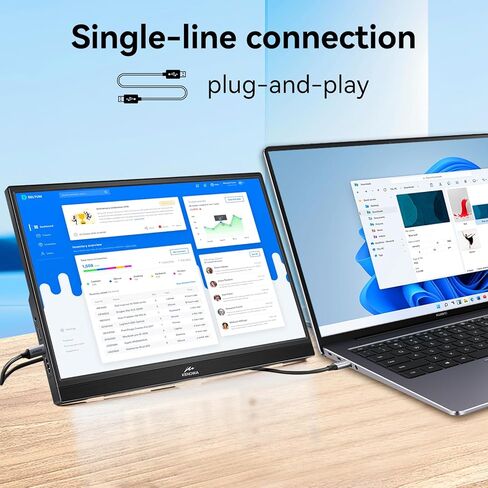 شاشة كينوا المحمولة التي تعمل باللمس، شاشة كمبيوتر محمول مقاس 14 بوصة FHD 1080P IPS، شاشة خارجية بمنفذ USB C HDMI ومكبرات صوت وحوامل مدمجة، شاشة سفر لأجهزة الكمبيوتر المحمول/الهاتف/الكمبيوتر الشخصي/Mac/Xbox/Switch/PS4/5 in Kuwait