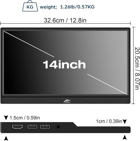 شاشة كينوا المحمولة التي تعمل باللمس، شاشة كمبيوتر محمول مقاس 14 بوصة FHD 1080P IPS، شاشة خارجية بمنفذ USB C HDMI ومكبرات صوت وحوامل مدمجة، شاشة سفر لأجهزة الكمبيوتر المحمول/الهاتف/الكمبيوتر الشخصي/Mac/Xbox/Switch/PS4/5 in Kuwait