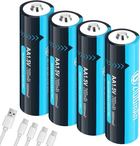 USB Rechargeable 1.5V Lithium Batteries AA Size,Long-Lasting Double A Battery 2100mAh（3200mWh） with Charging Cable 8 Pack for Blink Outdoor Camera, Xbox in Saudi Arabia