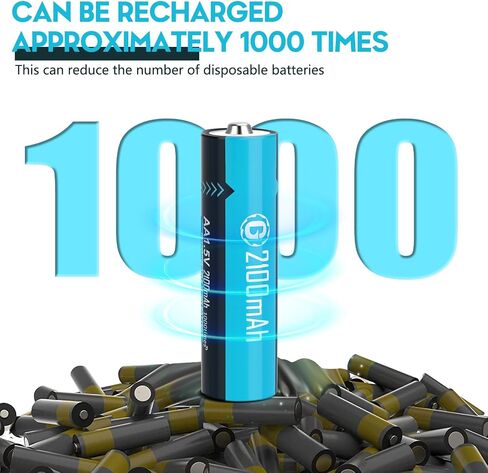 USB Rechargeable 1.5V Lithium Batteries AA Size,Long-Lasting Double A Battery 2100mAh（3200mWh） with Charging Cable 8 Pack for Blink Outdoor Camera, Xbox in Saudi Arabia