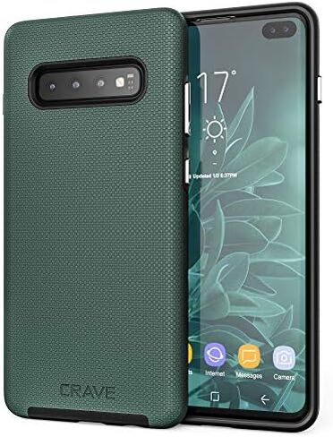 حافظة Crave Dual Guard لهاتف Galaxy S10+، حافظة مزدوجة الطبقات مضادة للصدمات لهاتف Samsung Galaxy S10+، S10 Plus (6.4 بوصة) - أخضر غابة in Kuwait