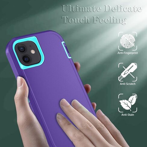 Phone Case for iPhone 11 Case with HD Screen Protector, Heavy Duty Shockproof & Dropproof 3-Layer Cover Phone Case for iPhone 11 (PurpleSkyBlue) in Saudi Arabia