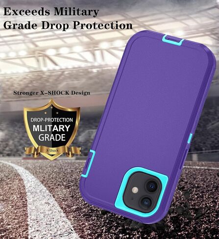 Phone Case for iPhone 11 Case with HD Screen Protector, Heavy Duty Shockproof & Dropproof 3-Layer Cover Phone Case for iPhone 11 (PurpleSkyBlue) in Saudi Arabia