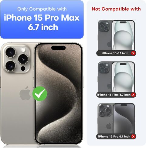 MOBOSI Privacy for iPhone 15 Pro Max Case [Compatible with MagSafe] Shockproof Military-Grade Protection, [with Screen&Camera Lens Protector], Magnetic Phone Case for iPhone 15 ProMax 6.7'', Black in Saudi Arabia