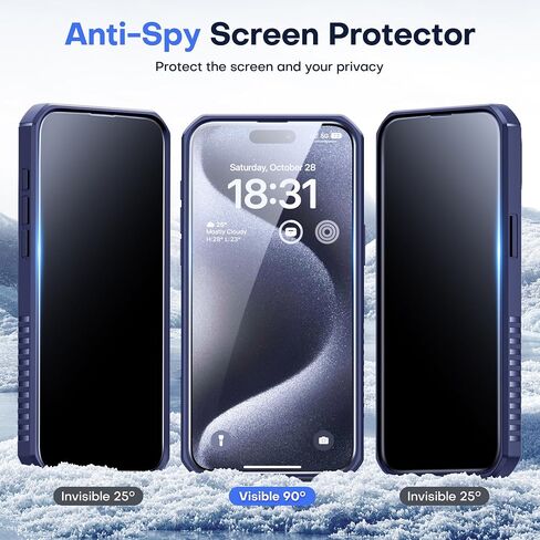 MOBOSI Privacy for iPhone 15 Pro Max Case [Compatible with MagSafe] Shockproof Military-Grade Protection, [with Screen&Camera Lens Protector], Magnetic Phone Case for iPhone 15 ProMax 6.7'', Black in Saudi Arabia