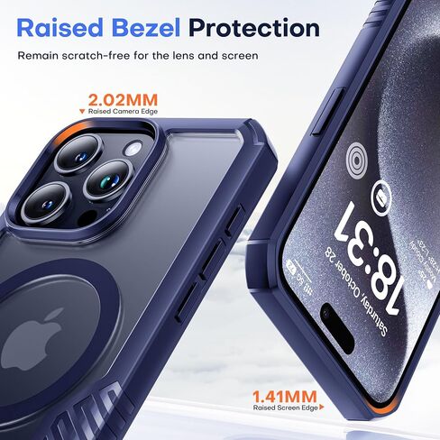 MOBOSI Privacy for iPhone 15 Pro Max Case [Compatible with MagSafe] Shockproof Military-Grade Protection, [with Screen&Camera Lens Protector], Magnetic Phone Case for iPhone 15 ProMax 6.7'', Black in Saudi Arabia