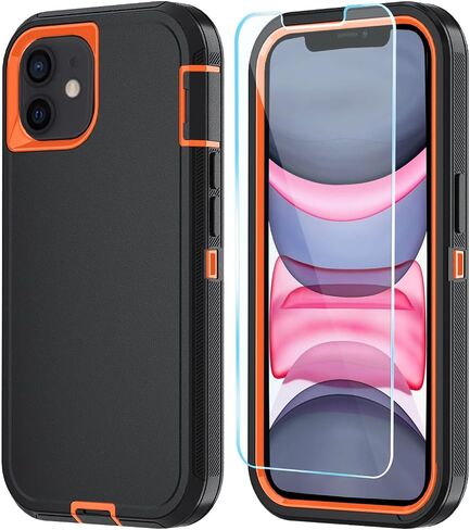 Phone Case for iPhone 11 Case with HD Screen Protector, Heavy Duty Shockproof & Dropproof 3-Layer Cover Phone Case for iPhone 11 (PurpleSkyBlue) in Saudi Arabia