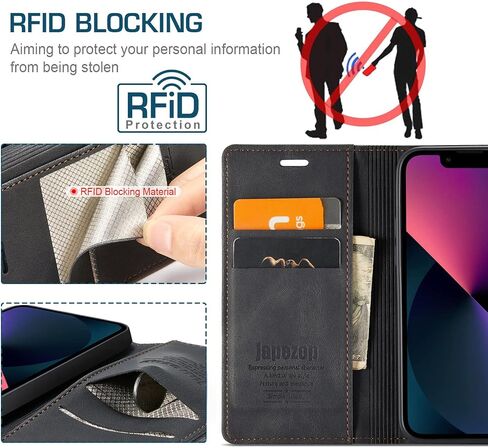 japezop Case for iPhone 13 5G, iPhone 13 Wallet Case with [RFID Blocking] Credit Card Slots Folio Magnetic Stand,Leather Flip Case Wallet for iPhone 13 5G 6.1 Inch (Coffee) in Kuwait