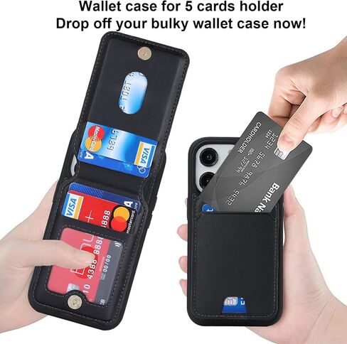 iPhone 14 Pro case with Credit Card Holder mag Safe, iPhone 14 Pro Phone Leather Case Wallet for Women Compatible mag Safe Wallet Detachable 2-in-1 for Men-Black in Kuwait