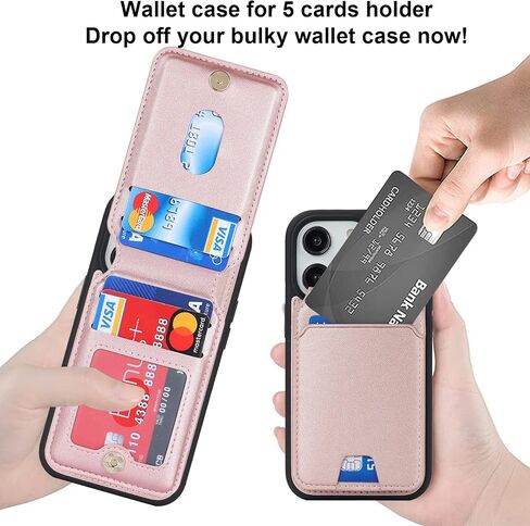 iPhone 14 Pro case with Credit Card Holder mag Safe, iPhone 14 Pro Phone Leather Case Wallet for Women Compatible mag Safe Wallet Detachable 2-in-1 for Men-Black in Kuwait