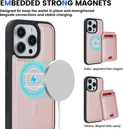 iPhone 14 Pro case with Credit Card Holder mag Safe, iPhone 14 Pro Phone Leather Case Wallet for Women Compatible mag Safe Wallet Detachable 2-in-1 for Men-Black in Kuwait