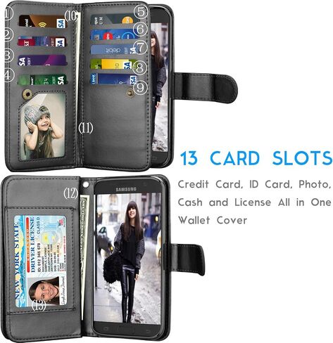 Tekcoo for Galaxy S7 Case/Galaxy S7 Wallet Case, Luxury ID Cash Credit Card Slots Holder Purse Carrying PU Leather Folio Flip Cover [Detachable Magnetic Hard Case] & Kickstand for Samsung S7-Brown in Saudi Arabia