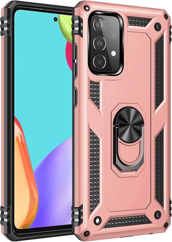Dionsibei Military Grade Drop Impact for Samsung Galaxy A52 5G Case 360 Metal Rotating Ring Kickstand Holder Armor Heavy Duty Shockproof Cover for Galaxy A52 5G/4G Phone Case (Black) in Saudi Arabia