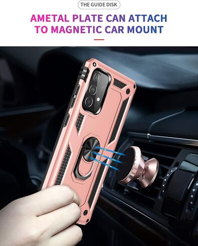 Dionsibei Military Grade Drop Impact for Samsung Galaxy A52 5G Case 360 Metal Rotating Ring Kickstand Holder Armor Heavy Duty Shockproof Cover for Galaxy A52 5G/4G Phone Case (Black) in Saudi Arabia