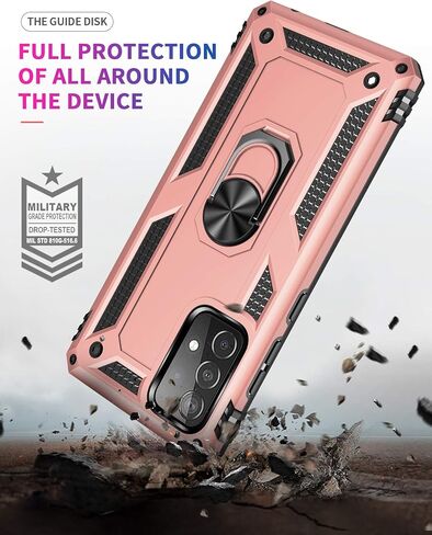 Dionsibei Military Grade Drop Impact for Samsung Galaxy A52 5G Case 360 Metal Rotating Ring Kickstand Holder Armor Heavy Duty Shockproof Cover for Galaxy A52 5G/4G Phone Case (Black) in Saudi Arabia