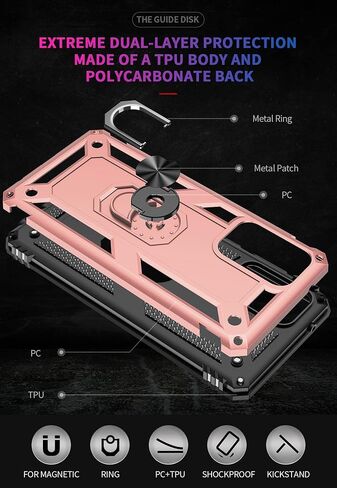 Dionsibei Military Grade Drop Impact for Samsung Galaxy A52 5G Case 360 Metal Rotating Ring Kickstand Holder Armor Heavy Duty Shockproof Cover for Galaxy A52 5G/4G Phone Case (Black) in Saudi Arabia
