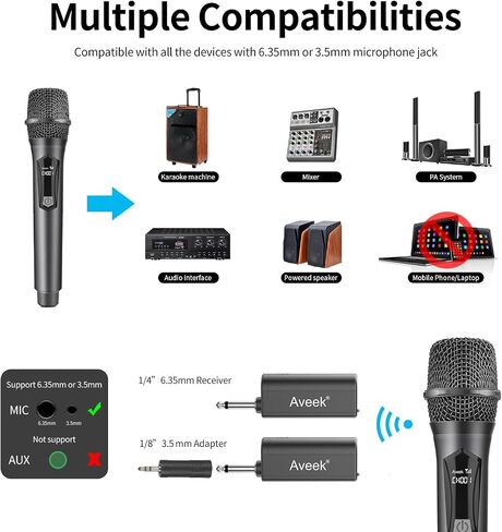جهاز Aveek Mini Karaoke للأطفال، مكبر صوت بلوتوث محمول مع ميكروفون لاسلكي للأطفال، هدايا للبنات والأولاد - عبوتان باللون الأبيض in Kuwait