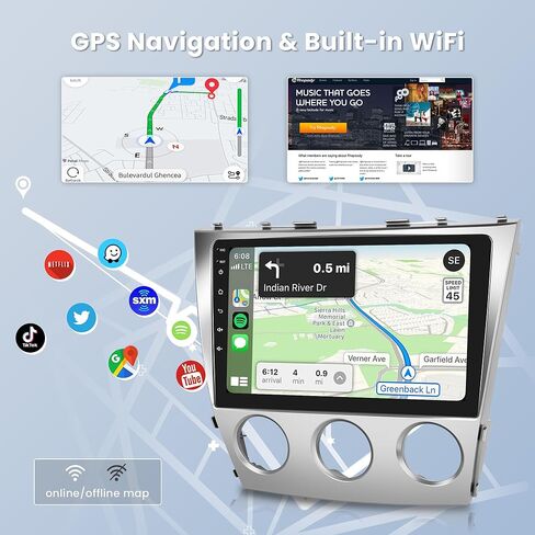 2 + 64G راديو السيارة أندرويد ستيريو سيارة لتويوتا كامري 2006-2011 مع Carplay اللاسلكي Android Auto، وحدة رأس شاشة تعمل باللمس 10.1 بوصة مع وصلة مرآة واي فاي GPS بلوتوث FM RDS EQ كاميرا احتياطية SWC in Saudi Arabia