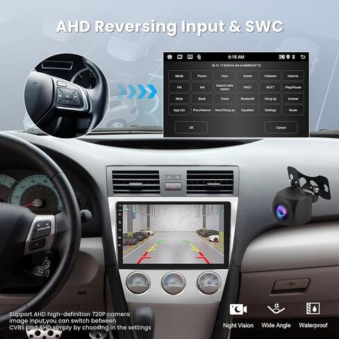 2 + 64G راديو السيارة أندرويد ستيريو سيارة لتويوتا كامري 2006-2011 مع Carplay اللاسلكي Android Auto، وحدة رأس شاشة تعمل باللمس 10.1 بوصة مع وصلة مرآة واي فاي GPS بلوتوث FM RDS EQ كاميرا احتياطية SWC in Saudi Arabia