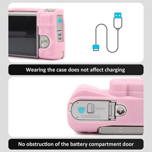 حافظة كاميرا SX730 SX740 ومجموعة ملحقات واقي شاشة LCD، حافظة سيليكون ناعمة لكاميرا Canon PowerShot SX740/SX730 HS، غطاء جسم لكاميرا SX740 SX730 مع غطاء عدسة - وردي in Kuwait
