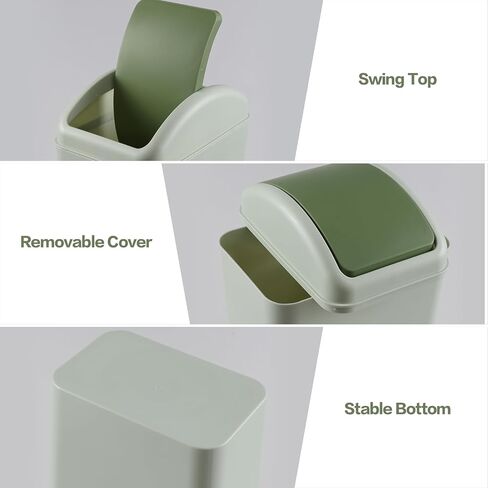12 L Slim Garbage Can, Small Plastic Trash Can with Swing Lid, 1 Pack (Pink) in Saudi Arabia