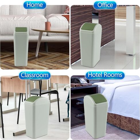12 L Slim Garbage Can, Small Plastic Trash Can with Swing Lid, 1 Pack (Pink) in Saudi Arabia