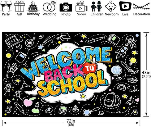 ZTHMOE 72 × 43 بوصة خلفية مرحبًا بالعودة إلى المدرسة، كل شخص لديه فرصة لإحداث فرق في خلفية التصوير الفوتوغرافي للفصل الدراسي، ديكورات الحفلات، دعائم الصور in Kuwait