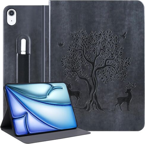 HFcoupe for iPad Air 6th Generation Cases 11 Inch 2024,10.9 iPad Case Air 5th/4th Gen (2022 & 2020) Embossed iPad Air M2 Case 11 inch with Elastic Pencil Holder, Auto Wake/Sleep Cover, Tan in Saudi Arabia