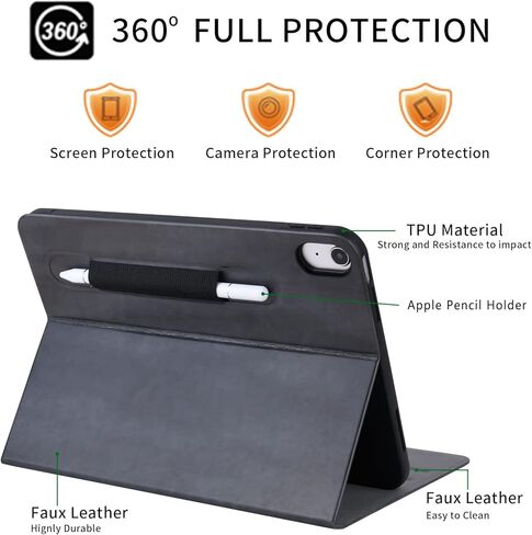 HFcoupe for iPad Air 6th Generation Cases 11 Inch 2024,10.9 iPad Case Air 5th/4th Gen (2022 & 2020) Embossed iPad Air M2 Case 11 inch with Elastic Pencil Holder, Auto Wake/Sleep Cover, Tan in Saudi Arabia