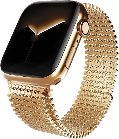 Stainless Steel Watch Band Compatible with Apple Watch Band 38mm 40mm 41mm 42mm 44mm 45mm 49mm Women Men ,Smartwatch Bands Metal Sport Loop Adjustable Strap Magnetic Clasp Molecular Structure Mesh Wristband for iWatch Series in Saudi Arabia