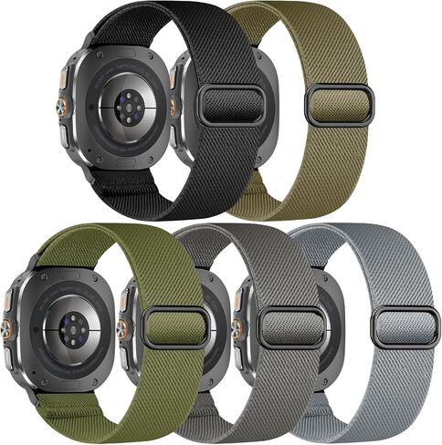 5 Pack Stretchy Nylon Band Compatible with Samsung Galaxy Ultra Watch Band 47mm (2024) Men Women, Solo Loop Soft Elastic Sport Strap Replacement Wristbands for Galaxy Watch 7 Ultra 47mm in Kuwait