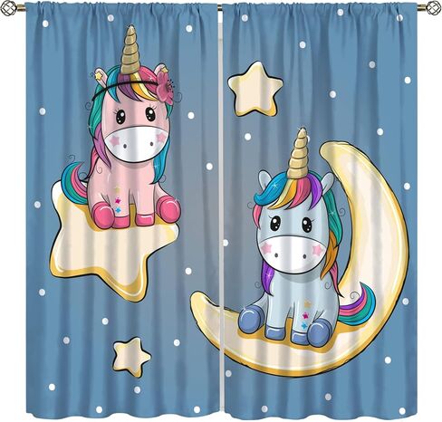 Rainbow Unicorn Bedroom Curtains,Purple Pink Dream Universe Starry Sky Kids Bedroom Living Room Window Treatments Curtains 42x45 Inch in Saudi Arabia