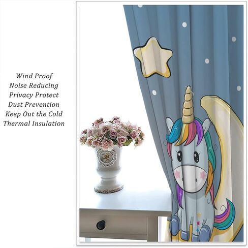 Rainbow Unicorn Bedroom Curtains,Purple Pink Dream Universe Starry Sky Kids Bedroom Living Room Window Treatments Curtains 42x45 Inch in Saudi Arabia