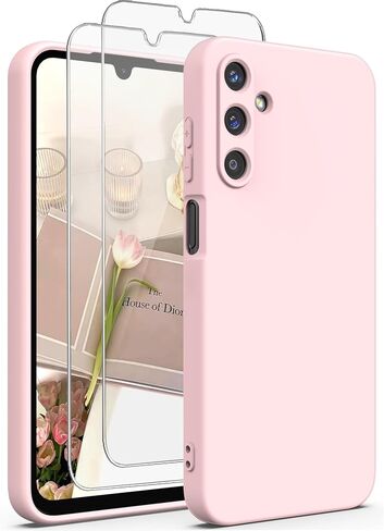 for Samsung Galaxy A15 5G Case with 2X Screen Protector, Camera Protection, Soft Anti-Scratch Microfiber Lining, Ultra Slim Liquid Silicone Protective Phone Case,Galaxy A15,Light Pink in Saudi Arabia