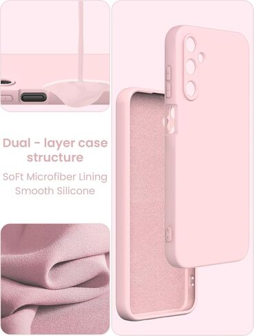 for Samsung Galaxy A15 5G Case with 2X Screen Protector, Camera Protection, Soft Anti-Scratch Microfiber Lining, Ultra Slim Liquid Silicone Protective Phone Case,Galaxy A15,Light Pink in Saudi Arabia