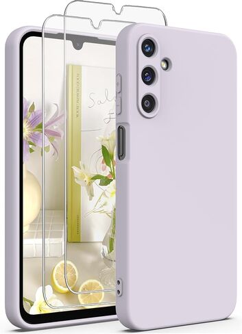 for Samsung Galaxy A15 5G Case with 2X Screen Protector, Camera Protection, Soft Anti-Scratch Microfiber Lining, Ultra Slim Liquid Silicone Protective Phone Case,Galaxy A15,Light Pink in Saudi Arabia