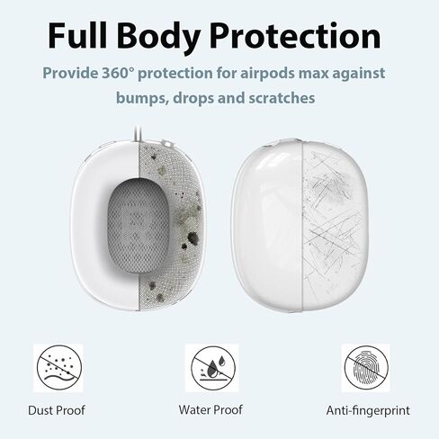 غطاء وغطاء من السيليكون 3 في 1 لسماعات Apple Airpods Max، وغطاء صلب لسماعات AirPods Max وغطاء وسادة أذن مضاد للخدش / غطاء أكواب الأذن / ملحقات غطاء عصابة الرأس (رمادي) in Kuwait