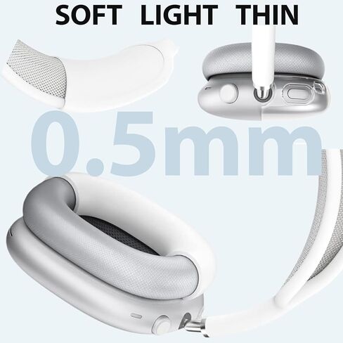 غطاء وغطاء من السيليكون 3 في 1 لسماعات Apple Airpods Max، وغطاء صلب لسماعات AirPods Max وغطاء وسادة أذن مضاد للخدش / غطاء أكواب الأذن / ملحقات غطاء عصابة الرأس (رمادي) in Kuwait