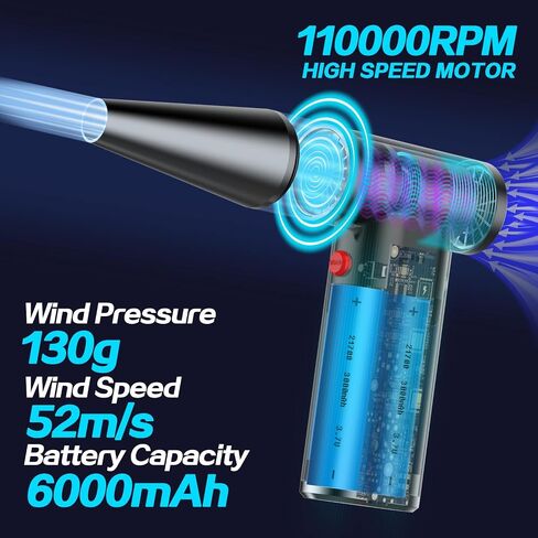 Compressed Air Duster 3 Gears 180000RPM Electric Air Duster for Deep Cleaning Keyboard&PC-Adjustable Rechargeable Cordless Dry Blower Air Blower for Home and Car Compressed Air Cans in Saudi Arabia