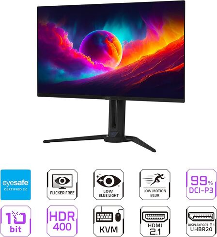 GIGABYTE - AORUS FO32U2 Pro - 32" QD OLED Gaming Monitor - UHD 3840x2160-240Hz - 0.03ms GTG - AMD FreeSync Premium Pro - Type C KVM - HDMI, DP, Type C - Height Adjustable - Black in Saudi Arabia